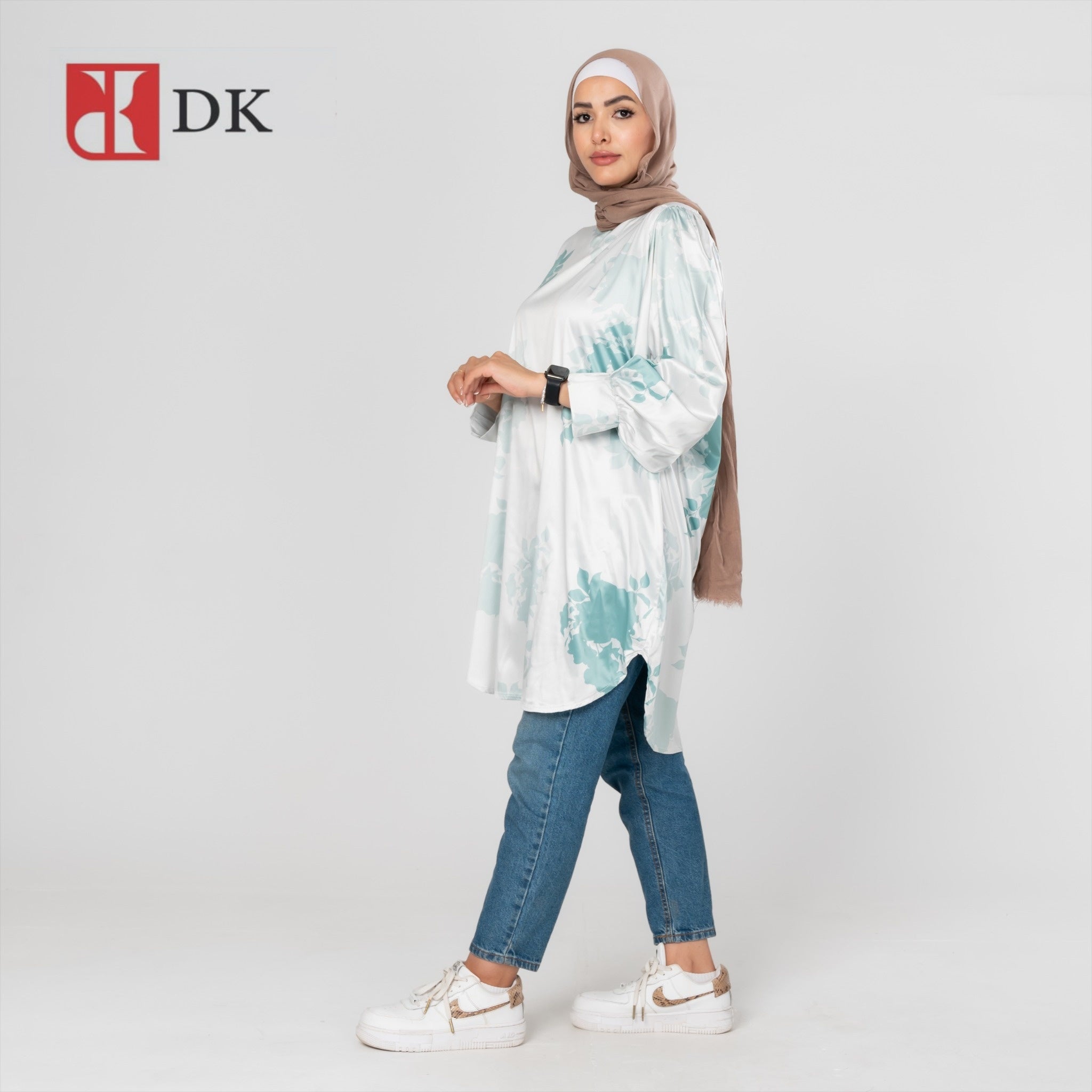 Dk Over Sized Satin Blouse With Belt.