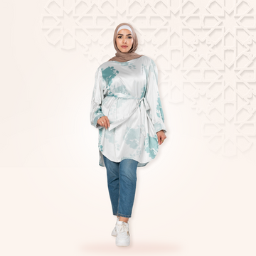 Dk Over Sized Satin Blouse With Belt.